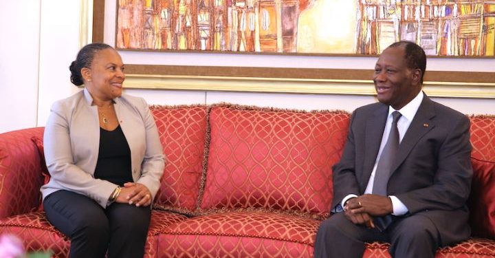 Ouattara échange avec Christiane Taubira