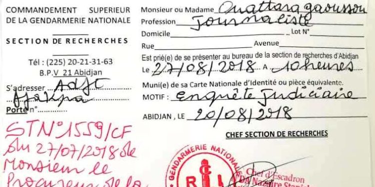 Côte d’Ivoire : Un journaliste sportif convoqué à la brigade de recherches