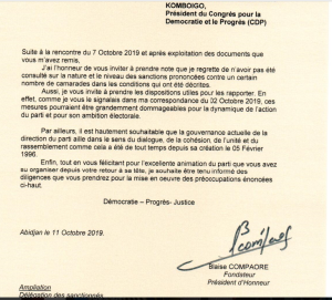 Fac similé du courrier