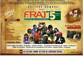 Festival de la fraternité: Top départ de la 5é édition, demain vendredi à la direction du livre à Grand-Bassam