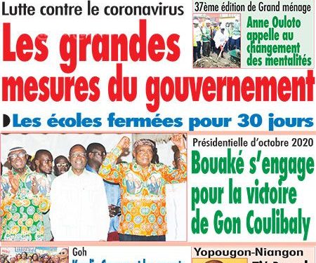 Revue de la presse: Coronavirus et Gon Coulibaly à la Une des journaux ivoiriens  